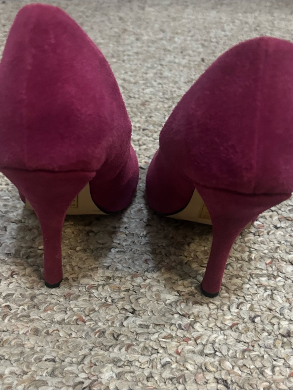 Shoe Dazzle Magenta Suede Pointed-Toe Stiletto Heels